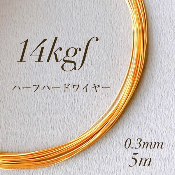 高品質　14kgf 0.3mm ハーフハードワイヤー　5m