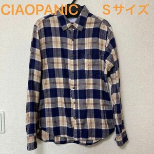 チャオパニック チェック シャツ 長袖 S ブルー ネルシャツ CIAOPANIC