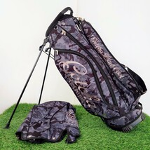 GOTCHA GOLF ガッチャ ゴルフ スタンド式　キャディバッグ 5分割 口枠周約74cm :カラーネイビー カモフラ フードあり 整55_画像2