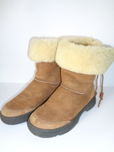 364◆UGG australia ムートンショートブーツ◆アグオーストラリア sizeW7 レディース Bind5219 茶色 シープスキン もこもこ 防寒 ボア 6B