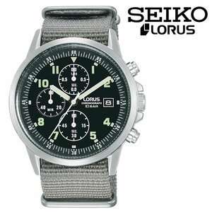 SEIKO LORUS Military Chronograph Watch Black Grey セイコー ローラス ミリタリー クロノグラフ クオーツ ブラック グレー 100m防水 時計