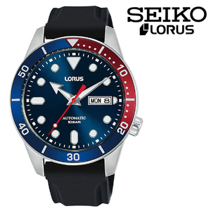 SEIKO LORUS Sports Automatic Divers Watch セイコー ローラス ダイバーズ オートマチック ブルー レッド ラバー 100m防水 自動巻 腕時計