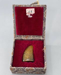 古印材 寿山石 印材 薄意 凍石 篆刻 中国 サイズ1.8x3.2x5cm 重さ33グラム 書道 唐物