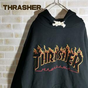 THRASHER スラッシャー パーカー プルオーバー 黒 ファイヤーパターン