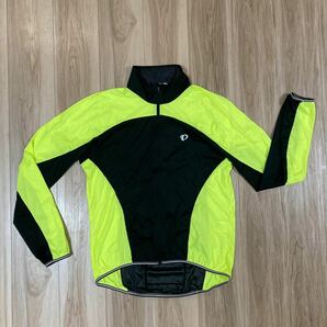 送料無料★美品 パールイズミ Mメンズ 薄手 ウインドブレーカー 軽量 通気性 ジャケット PEARL IZUMI ポケッタブル 良質品 454 ネオン*黒の画像1