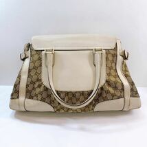 309☆中古☆ GUCCI グッチ GGキャンバス クイーン ハンドバッグ トートバッグ リボン キャンバス レザー ゴールド金具 ヴィンテージ 現状品_画像3