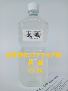 【バクテリア本舗 本店】武蔵 [0.5L]高濃度水質浄化バクテリア液(らんちゅう,めだか,グッピー,金魚,錦鯉,シュリンプ,熱帯魚,海水魚）