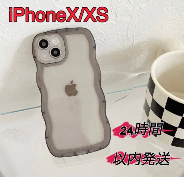 iPhoneX/XS 半透明 ブラック 黒色 クリアケース iPhoneケース 半透明ケース 携帯ケース iPhone