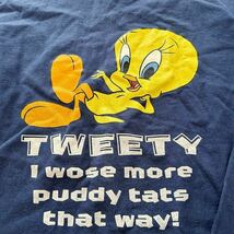 LOONEY TUNES　ルーニーテューンズ　TWEETY　クルーネック　長袖　Tシャツ　ロンT　ネイビー　メンズ　Lサイズ_画像3