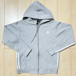 良品　adidas　アディダス　ジップアップパーカー　スウェットパーカー　フーディ　Hoodie　レディース　Mサイズ　グレー