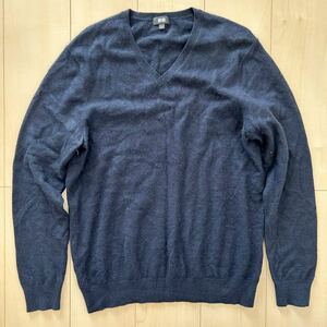 UNIQLO　ユニクロ　Vネック　カシミヤ100%　長袖　ニット　セーター　ネイビー　メンズ　Lサイズ　山羊　cashmere