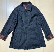 90s　デニム風　VINTAGE JACKET　ジャケット　アウター　インディゴ　レディース　Mサイズ　昭和レトロ　モード系　古着_画像1