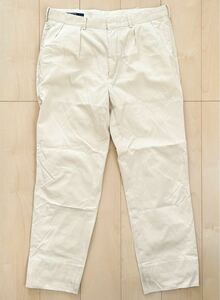 90s　Polo by Ralph Lauren　ラルフローレン　ホワイト　ワイド　コットンパンツ　スラックスパンツ　メンズ　Lサイズ相当　裾上げあり