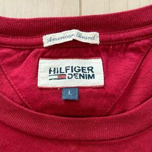 美品 TOMMY HILFIGER DENIM トミーヒルフィガー クルーネック 染み込みプリント 長袖 Tシャツ ロンT メンズ Lサイズの画像3