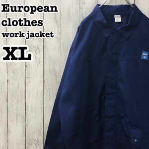 ユーロ ヨーロッパ古着 企業 GDF 刺繍ロゴ ワークジャケット カバーオール XL