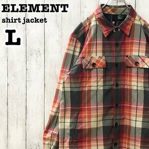 ELEMENT エレメント US アメリカ古着 長袖 チェック シャツジャケット L