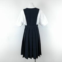 1円 ジャンパースカート 紐タイ ウエスト74 夏物 女子 学生服 中学 高校 制服 中古 ランクC EY2040_画像2