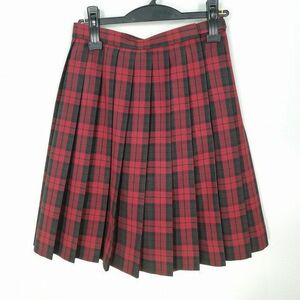 1円 スクールキュロット 冬物 w69-丈53 チェック 中学 高校 プリーツ 学生服 制服 女子 中古 IN1191