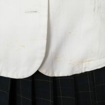 1円 セーラー服 チェックスカート リボン 上下3点セット カンコー 中間服 青2本線 女子 学生服 佐賀唐津東中学 白 中古 ランクC EY2043_画像5