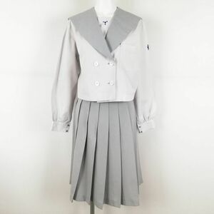 1円 セーラー服 スカート 上下2点セット 165A 大きいサイズ 中間服 女子 学生服 大分鶴崎工業高校 白 制服 中古 ランクC EY2485