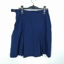 1円 スクールスカート 夏物 w69-丈53 紺 中学 高校 プリーツ 学生服 制服 女子 中古 HK0481_画像2