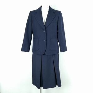 1円 ブレザー ベスト スカート 上下3点セット 冬物 女子 学生服 中学 高校 紺 制服 中古 ランクC EY2501