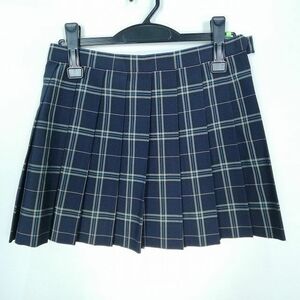 1円 スクールスカート 夏物 w66-丈36 チェック 中学 高校 マイクロミニ プリーツ 学生服 制服 女子 中古 IN1144