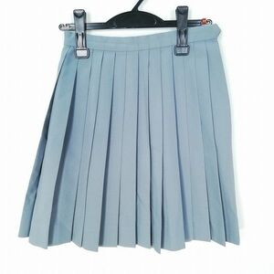 1円 スクールスカート 夏物 w62-丈47 グレー 中学 高校 プリーツ 学生服 制服 女子 中古 IN0383