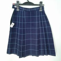 1円 スクールスカート 冬物 w63-丈53 チェック 中学 高校 山本寛斎 プリーツ 学生服 制服 女子 中古 IN1210_画像2