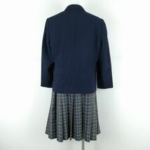 1円 ブレザー チェックスカート リボン 上下4点セット 大きいサイズ 冬物 女子 学生服 兵庫神戸常盤女子高校 紺 制服 中古 ランクC EY2766_画像2