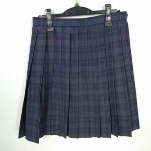 1円 スクールスカート 夏物 w66-丈53 チェック 中学 高校 プリーツ 学生服 制服 女子 中古 IN1526