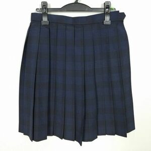 1円 スクールスカート 夏物 w69-丈54 チェック 長崎日本大学高校 プリーツ 学生服 制服 女子 中古 IN1530