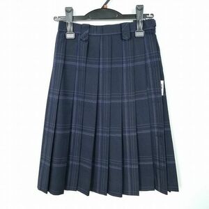 1円 スクールスカート 冬物 w64-丈58 チェック 愛知岡崎東高校 プリーツ 学生服 制服 女子 中古 IN1965