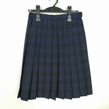 1円 スクールスカート 夏物 w63-丈56 チェック 長崎日本大学高校 プリーツ 学生服 制服 女子 中古 IN1755_画像1