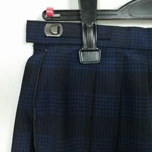 1円 スクールスカート 夏物 w63-丈56 チェック 長崎日本大学高校 プリーツ 学生服 制服 女子 中古 IN1755_画像3