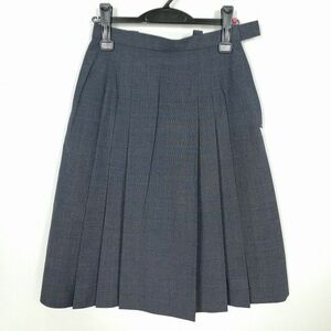 1円 スクールスカート 夏物 w63-丈65 チェック 中学 高校 プリーツ 学生服 制服 女子 中古 IN1899