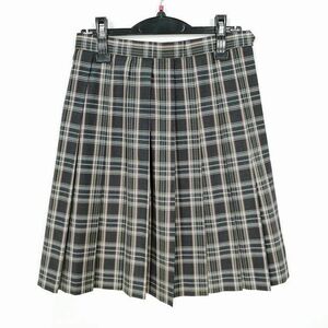 1円 スクールスカート 夏物 w63-丈52 チェック 鹿児島情報高校 プリーツ 学生服 制服 女子 中古 IN2095