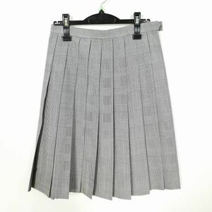 1円 スクールスカート 夏物 w66-丈60 チェック 中学 高校 プリーツ 学生服 制服 女子 中古 IN1894