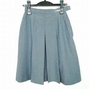 1円 スクールスカート 夏物 w62-丈55 グレー 中学 高校 プリーツ 学生服 制服 女子 中古 IN1931