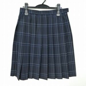 1円 スクールスカート 大きいサイズ 夏物 w75-丈58 チェック 中学 高校 プリーツ 学生服 制服 女子 中古 IN2133