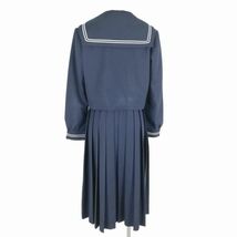 1円 セーラー服 ジャンパースカート スカーフ 上下3点セット 指定 冬物 白2本線 女子 学生服 熊本出水南中学 紺 制服 中古 ランクC EY3778_画像2