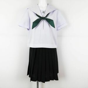 1円 セーラー服 スカート スカーフ 上下3点セット 大きいサイズ 特大 夏物 白2本線 女子 学生服 兵庫琴陵中学 白 制服 中古 ランクC EY3738