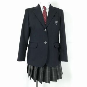 1円 ブレザー ミニスカート ネクタイ 上下4点セット 指定 155A 富士ヨット 冬物 女子 学生服 東京府中高校 紺 制服 中古 ランクB EY3955