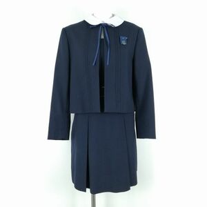 1円 ジャケット ジャンスカミニ 紐タイ 上下4点セット 指定 冬物 女子 学生服 中学 高校 紺 制服 中古 ランクB EY3983