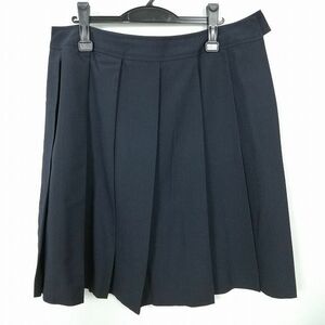 1円 スクールスカート 大きいサイズ 夏物 w85-丈61 ストライプ 中学 高校 プリーツ 学生服 制服 女子 中古 IN1950