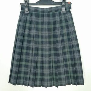 1円 スクールスカート 夏物 w58-丈52 チェック 中学 高校 プリーツ 学生服 制服 女子 中古 IN2294