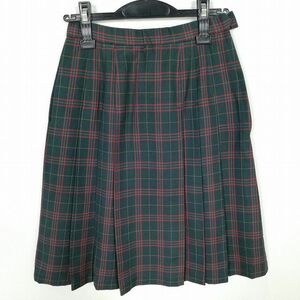 1円 スクールスカート 冬物 w62-丈54 チェック 中学 高校 プリーツ 学生服 制服 女子 中古 IN2713