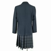 1円 ブレザー チェックスカート ネクタイ 上下4点セット LL 大きいサイズ トンボ 冬物 女子 学生服 埼玉幸手桜高校 紺 中古 ランクC EY4278_画像2