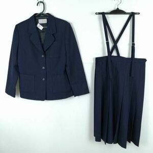 1円 ブレザー スカート 上下2点セット 165A トンボ 冬物 女子 学生服 中学 高校 紺 制服 中古 ランクC EY4405