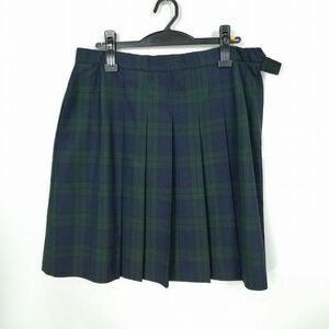 1円 スクールスカート 大きいサイズ 夏物 w80-丈52 チェック 中学 高校 プリーツ 学生服 制服 女子 中古 IN2909